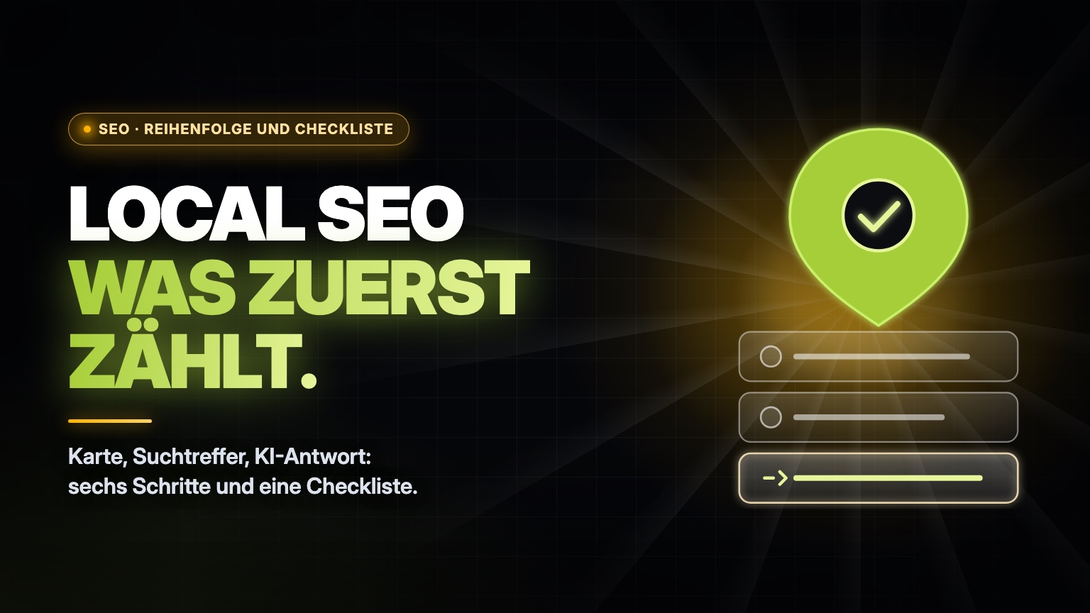 Local SEO in der richtigen Reihenfolge: Kartenblock, Suchtreffer und KI-Antwort, Blog-Header von inventivo